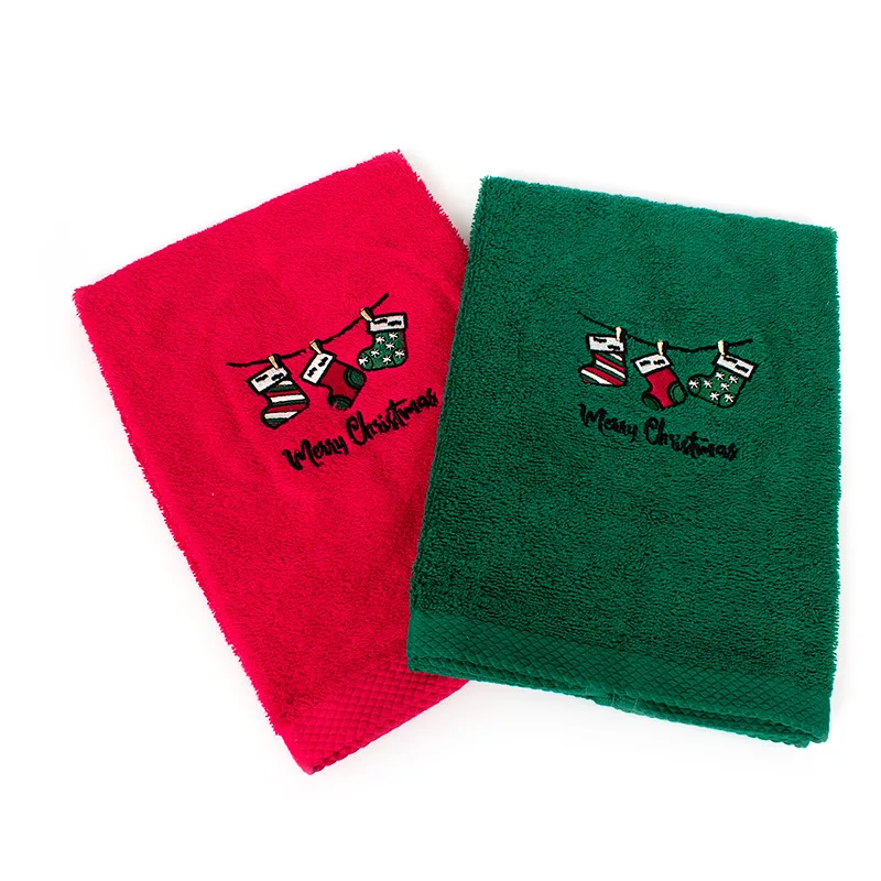Πετσέτες Χεριών (Σετ 2 Τμχ) 40X60 Dimcol Christmas Socks Κόκκινο-Πράσινο (40x60)