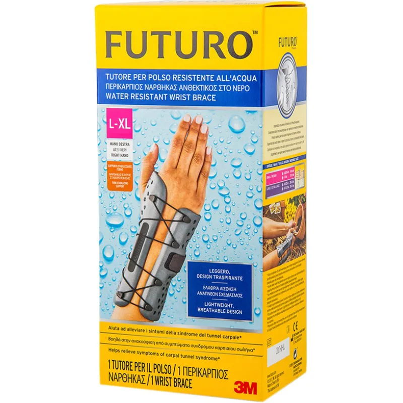 3M Futuro Water Resistant Right Wrist Brace Αδιάβροχος Περικάρπιος Νάρθηκας για Δεξί Χέρι 1 Τεμάχιο - L/XL