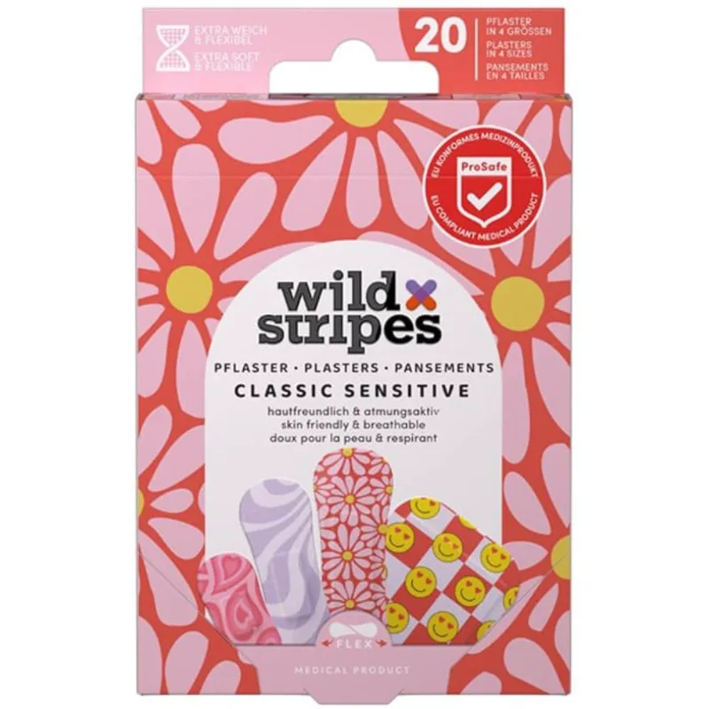 Wild Stripes Kids Classic Sensitive Υποαλλεργικά Αυτοκόλλητα Παιδικά Επιθέματα για την Κάλυψη & Προστασία Μικρών Πληγών Φιλικά με την Επιδερμίδα για Βέλτιστη Επούλωση 20 Τεμάχια