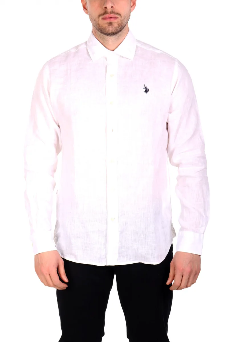 U.S.POLO ASSN ΠΟΥΚΑΜΙΣΟ SLIM FIT ΛΕΥΚΟ