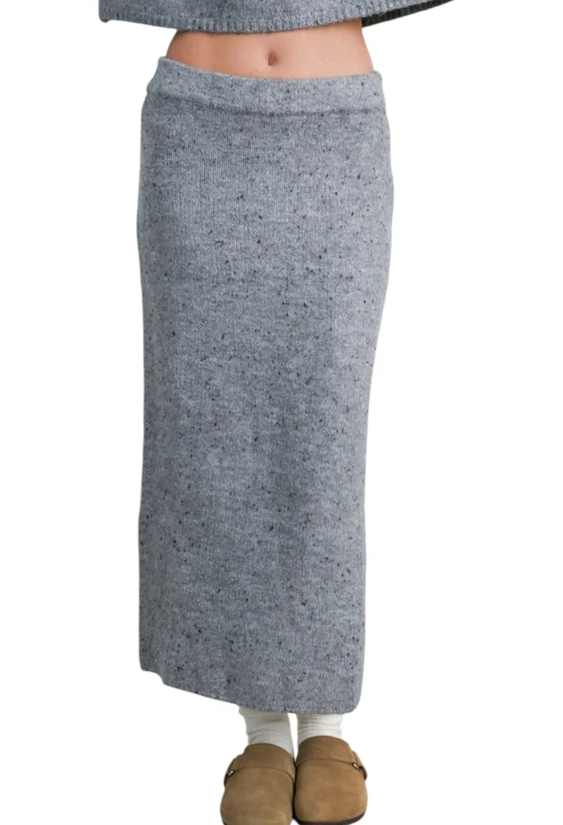 Φούστα 24 Colours Πλεκτή Με Σκίσιμο Στο Πλάι 70769A-GREY Γυναικείο