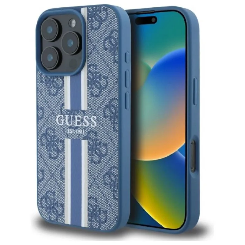 Θήκη Guess 4G Stripes Logo Magsafe Blue iPhone 16 Pro Max