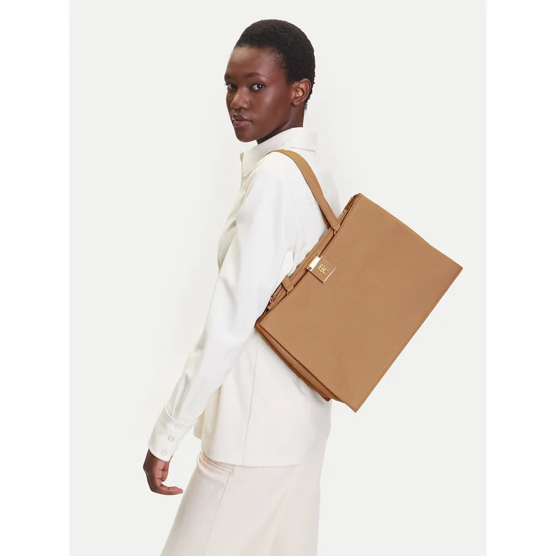 Τσάντα Tommy Hilfiger Th Her Tote AW0AW17191 Καφέ