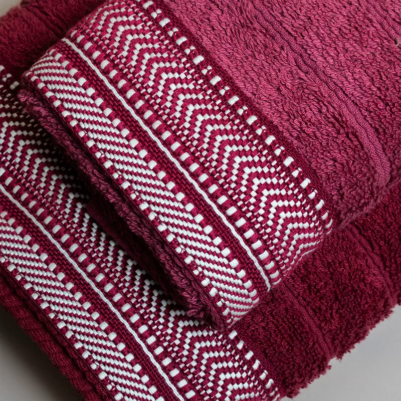 Πετσέτες Μπάνιου (Σετ 3τμχ) White Fabric Amly Bordeaux 600gsm