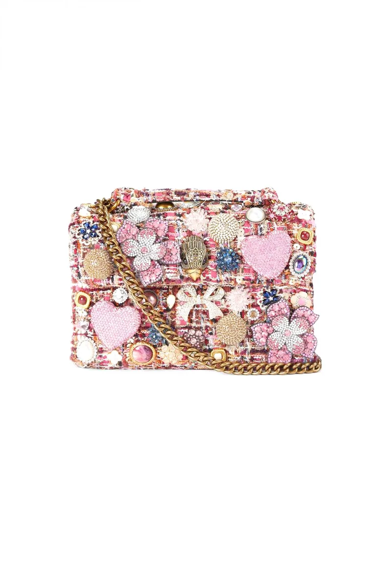 KURT GEIGER TΣΑΝΤΑ CROSSBODY/ΩΜΟΥ FABRIC MD KENSINGTON TUTTIFRUTTI ΣΧΕΔΙΑ ΑΛΥΣΙΔΑ LOGO ΡΟΖ/ΠΟΛΥΧΡΩΜΟ