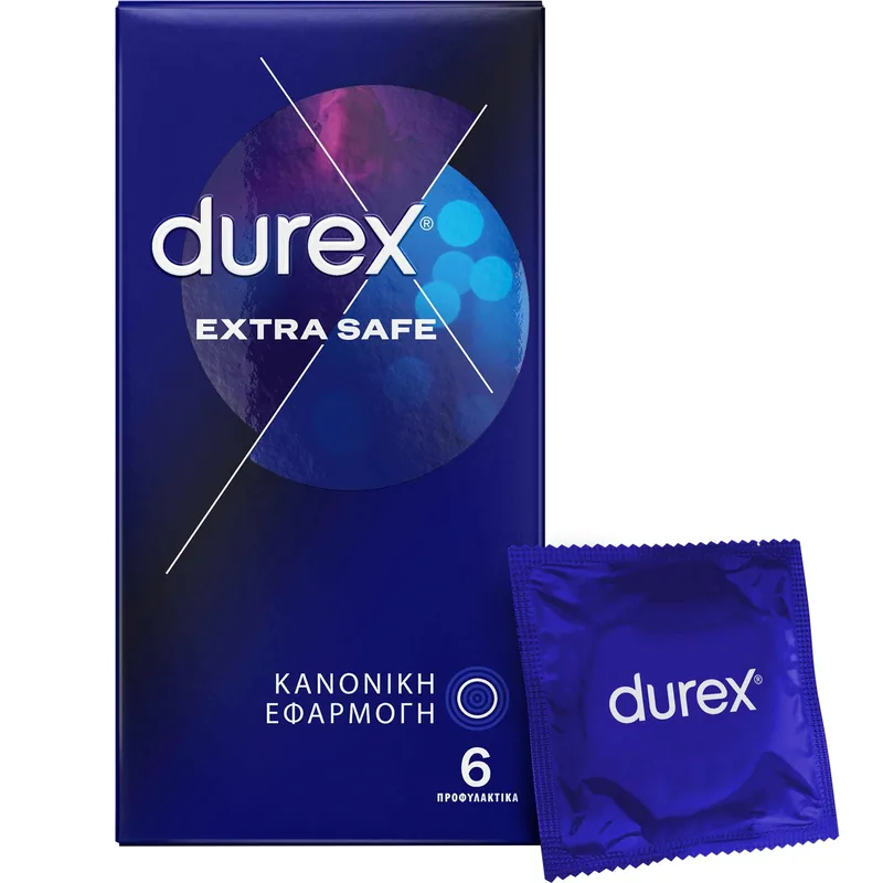 Durex Extra Safe Condoms Ανθεκτικά Προφυλακτικά με Μεγαλύτερο Πάχος & Περισσότερο Λιπαντικό 6 τεμάχια