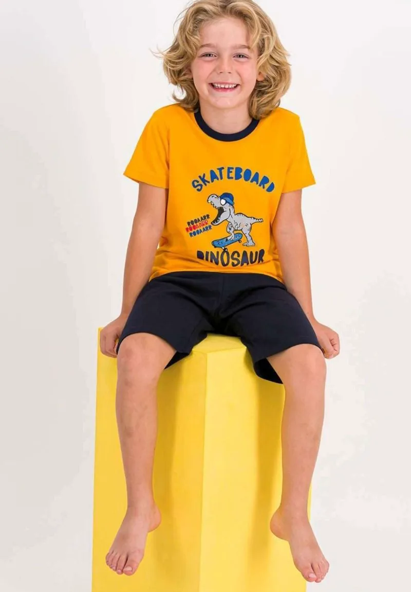 Πιτζάμα παιδική Rolypoly Dinosaur Skate RP1694-Κίτρινο
