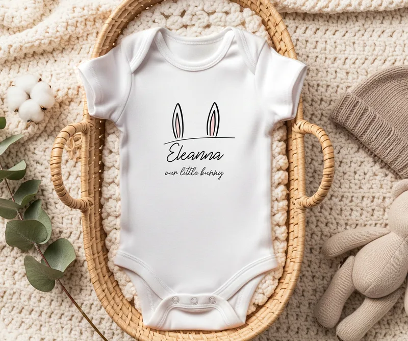 Βρεφικό πασχαλινό φορμάκι - Our little bunny pink - Λευκό