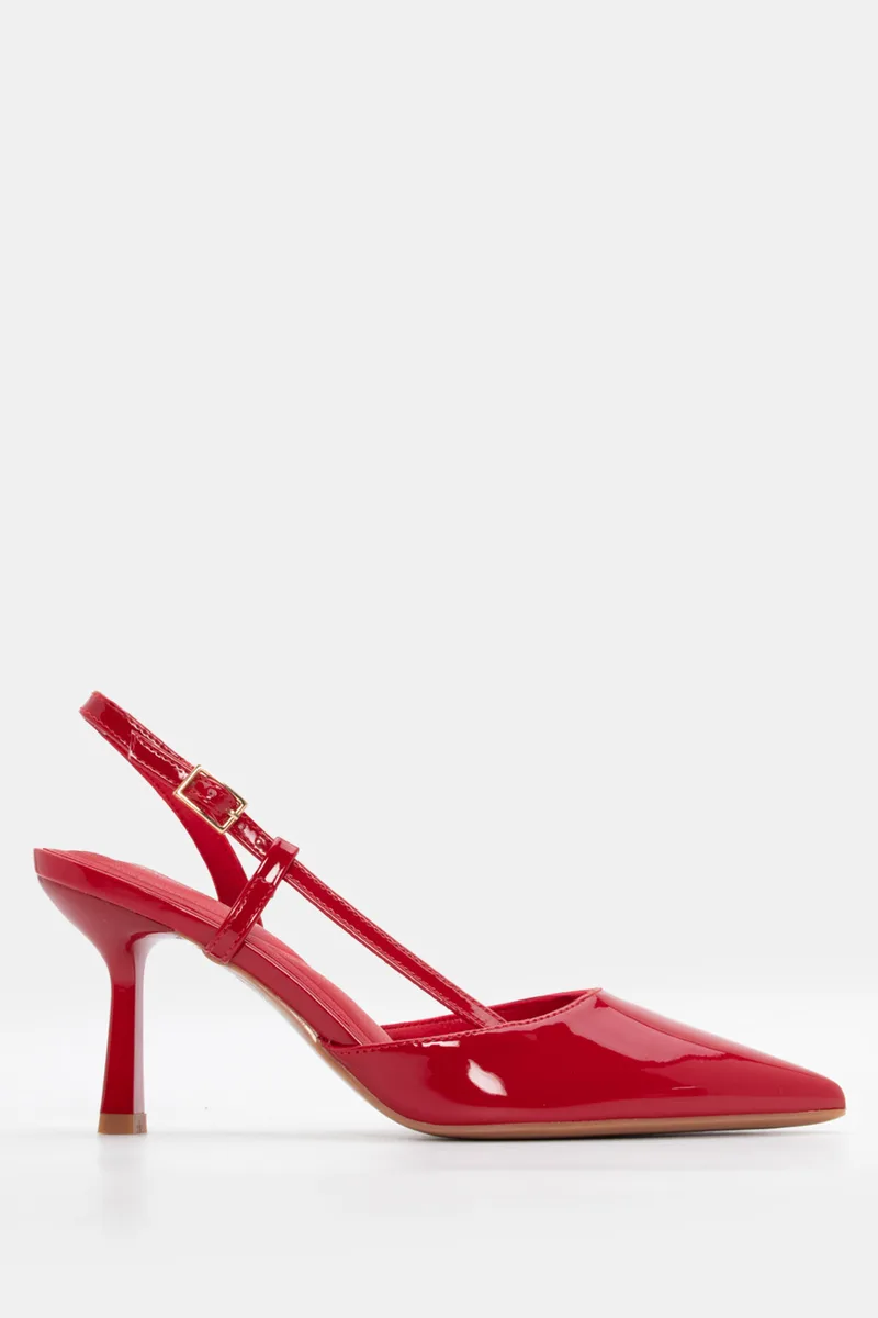 Γόβες Μυτερές Slingback - Κόκκινο-Λουστρίνι