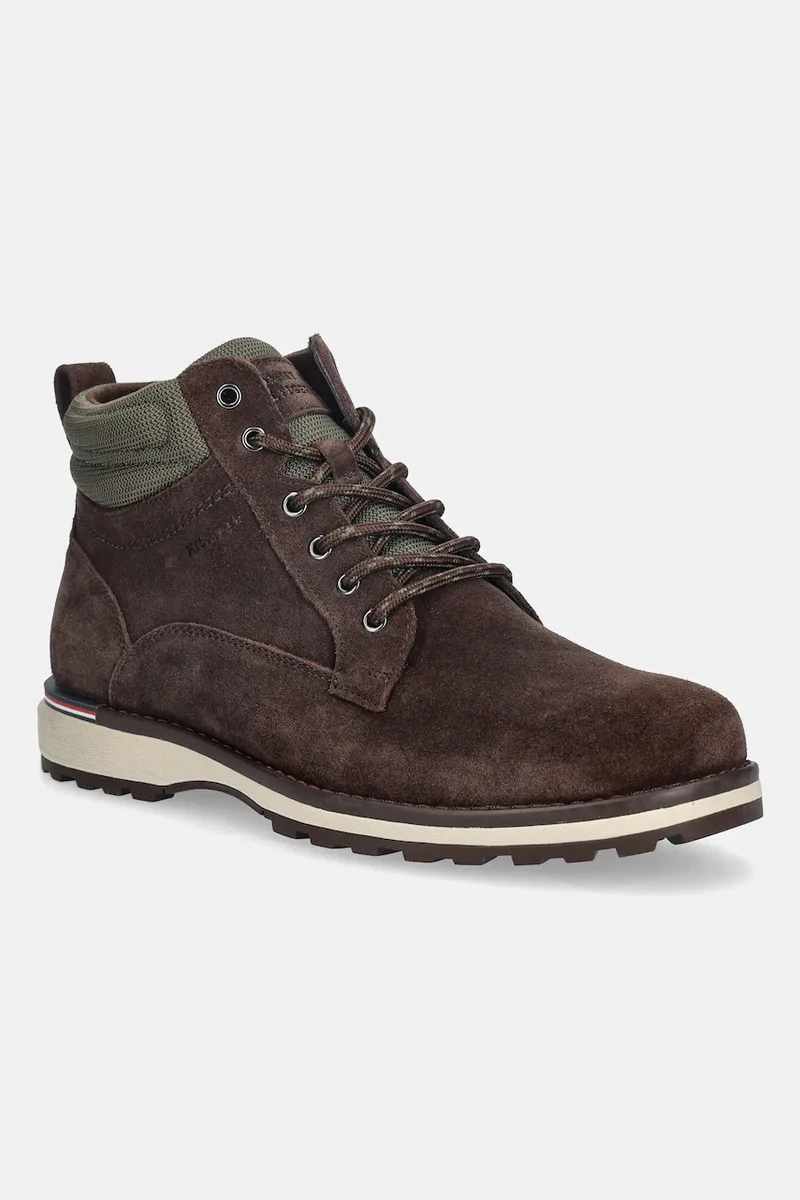 Δερμάτινα παπούτσια Tommy Hilfiger CORPORATE W SUEDE LACE BOOT