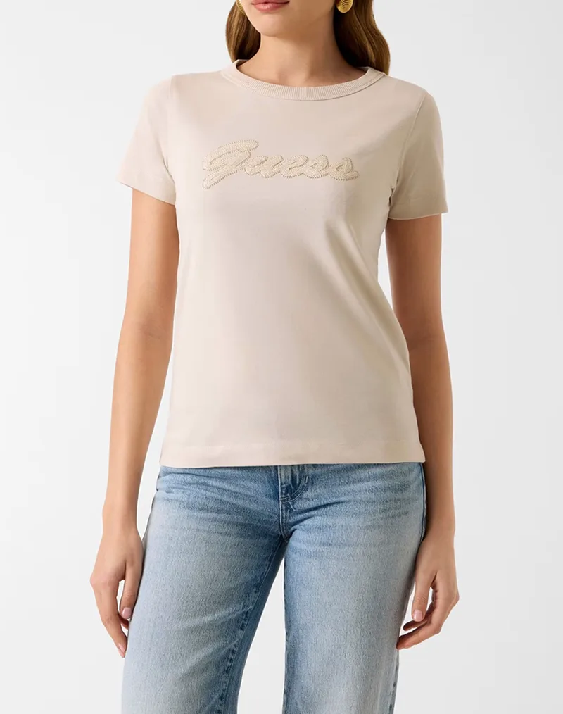 GUESS SS CN 3D GUESS SCRIPT TEE ΜΠΛΟΥΖΑ ΓΥΝΑΙΚΕΙΟ W6GI08K3023-A11C Cream
