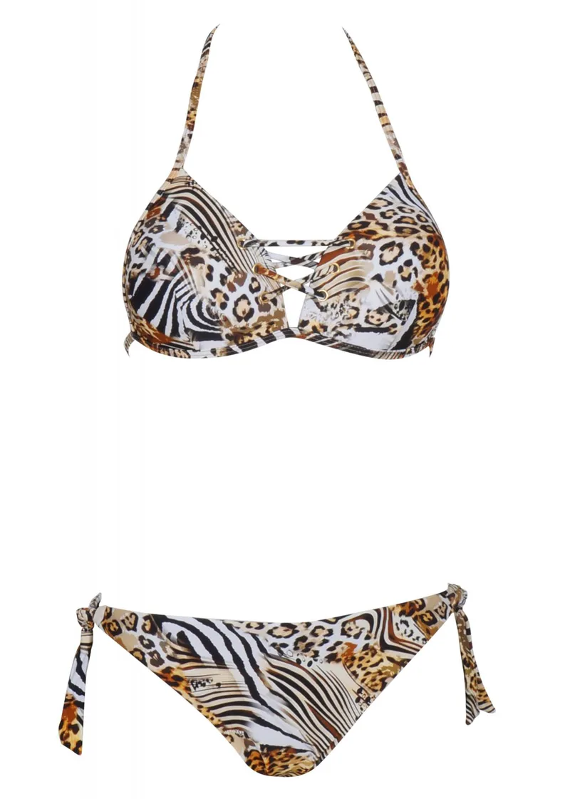 Γυναικείο set μαγιό τρίγωνο σταθερή ενίσχυση bikini κανονική γραμμή. Καλύπτει B cup ANIMAL