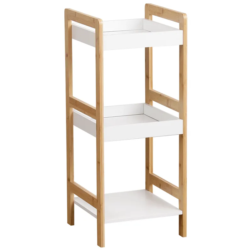 Ραφιέρα 3 Θέσεων Bamboo-MDF Μπεζ-Λευκό 33x33x80εκ. MRShome 1146000 (Υλικό: Mdf, Χρώμα: Λευκό) - sealskin - sl-DS-1146000