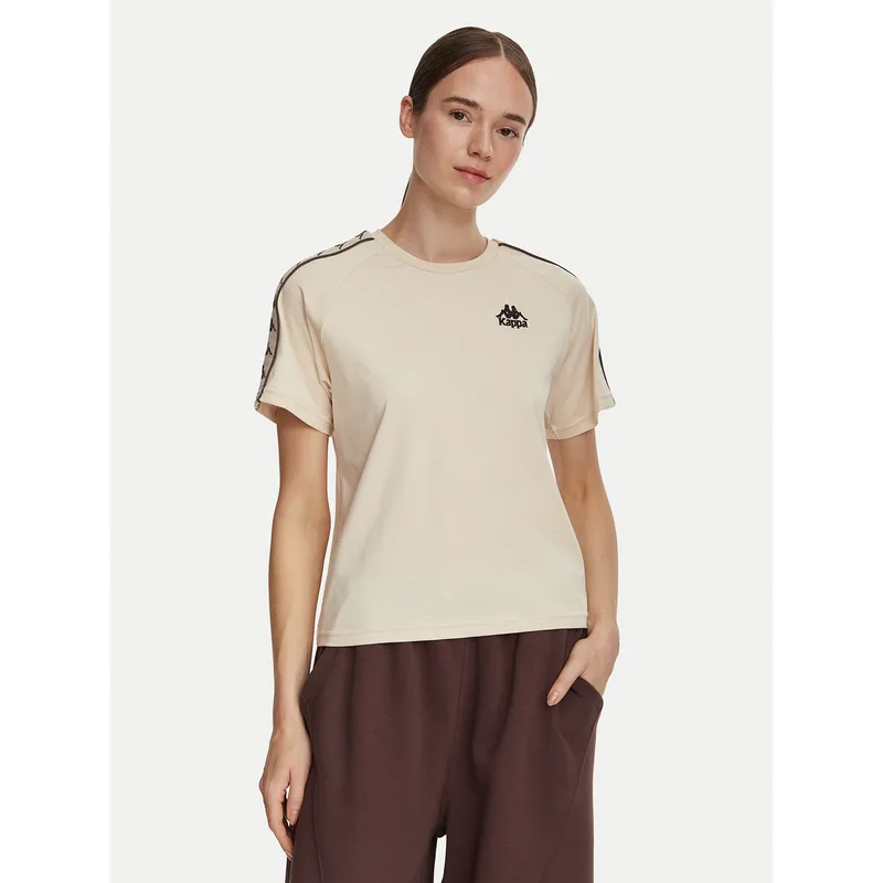 Kappa T-Shirt 371U6WW Μπεζ Regular Fit