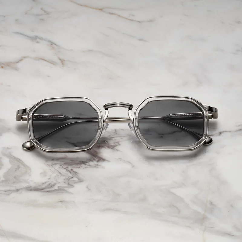 LEX A8EP6 - LEX - SILVER & CLEAR - GRADIENT GRAY Sunglasses | Silver & Clear | Gradient Gray Shades | Explicit Poets Sunglasses
