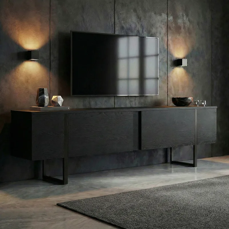Έπιπλο Τηλεόρασης Onera - Wood Black, Black 754Nrd1107 (180x50x30)
