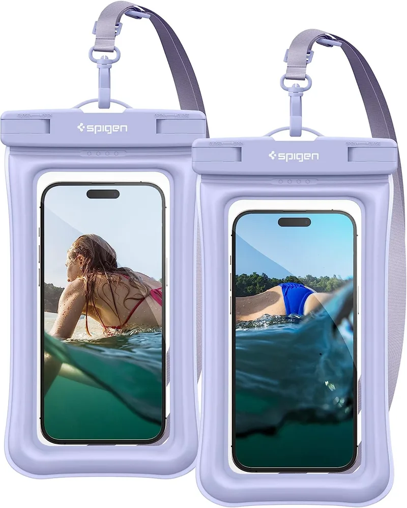 Spigen A610 Aqua Shield Universal Waterproof Floating Case - Αδιάβροχη Θήκη για Κινητά / Smartphones έως 6.8'' - IPX8 - Aqua Blue - 2 Τεμάχια (ACS06016)