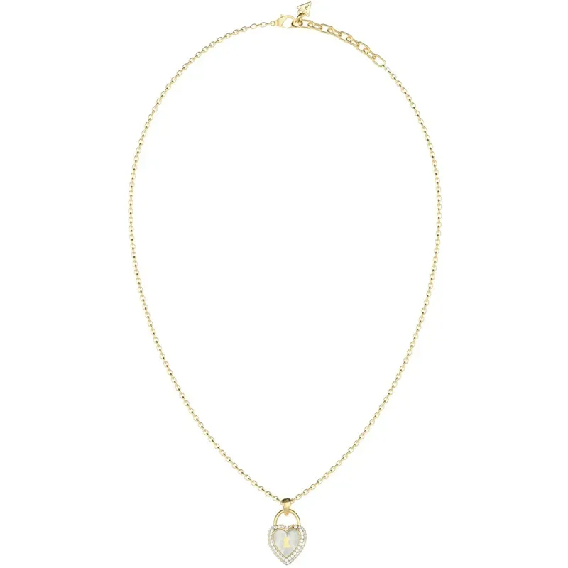 Γυναικείο κολιέ με φίλντισι καρδιά Guess Love Bites Stainless Steel JUBN06063JWYGT/U JUBN06063JWYGT/U Ατσάλι