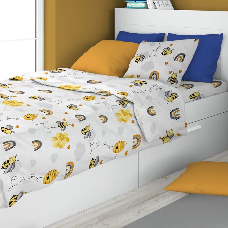 Παπλωματοθήκη Μονή 160x240 Dimcol Honey Bee 545 Yellow 160x240