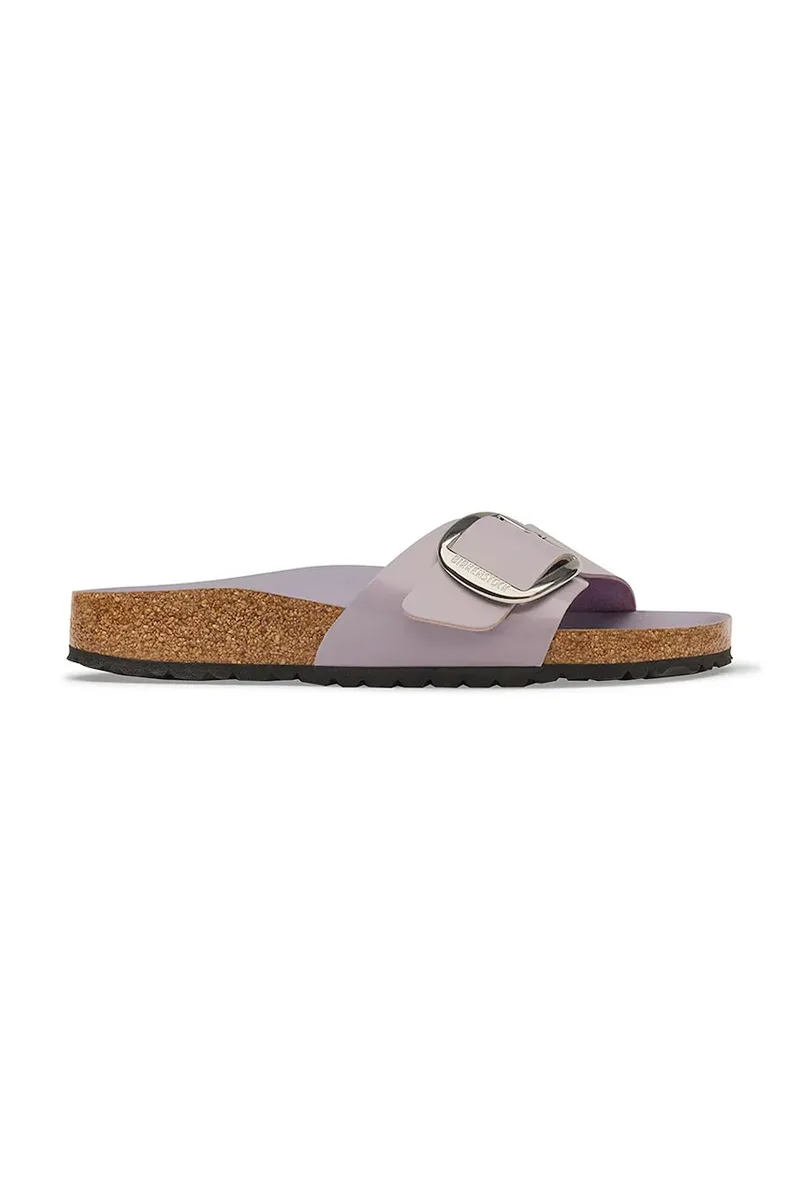 Birkenstock σαγιονάρες Γυναικεία δερμάτινες Madrid Big Buckle Natural Leather Patent