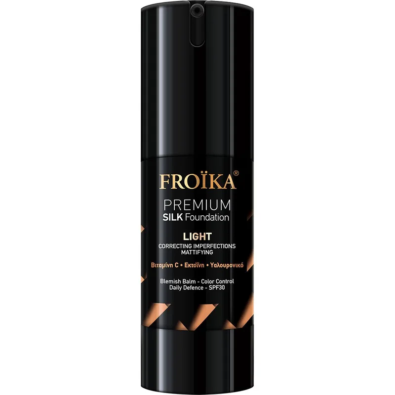 Froika Premium Silk Foundation Spf30 Makeup για Ματ Αποτέλεσμα με Αντιγηραντική Δράση & Δείκτη Προστασίας 30ml - Light