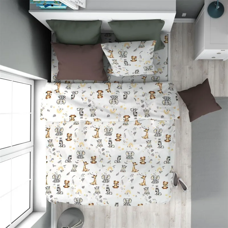 Παπλωματοθήκη Φανελένια Μονή Dimcol Savanna 36 160X240 White-Grey