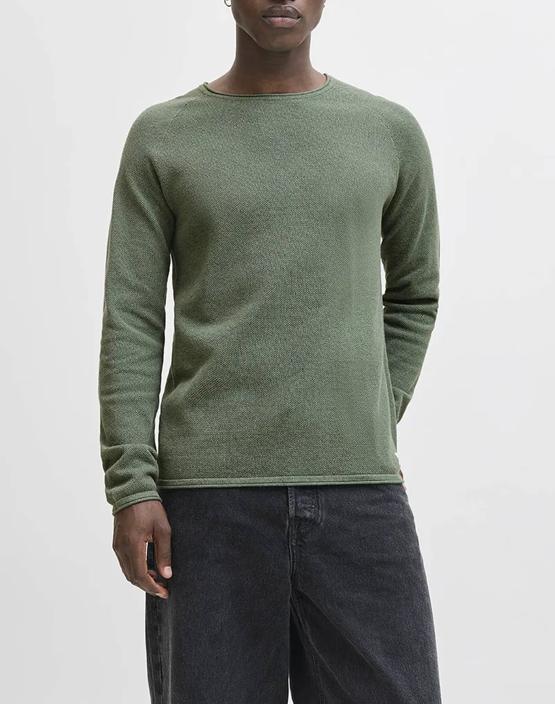 JACK&JONES ΠΛΕΚΤΟ JJEHILL KNIT CREW NECK NOOS ΠΛΕΚΤΟ 12157321-Laurel WreathTwist Khaki