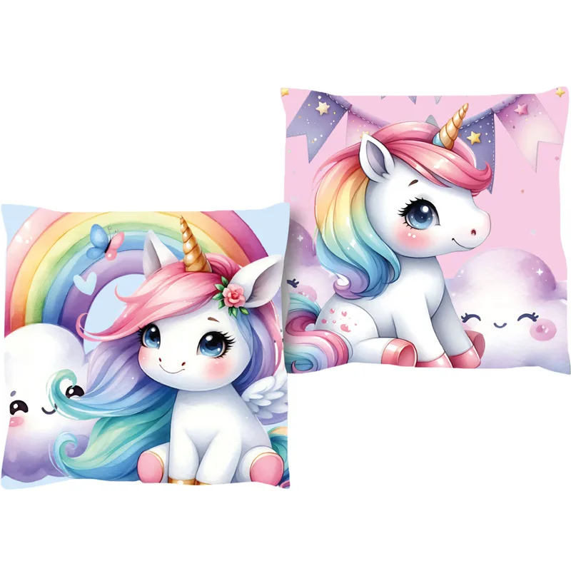 Διακοσμητικό Μαξιλάρι 38x38 Dimcol Unicorn 10 Ροζ