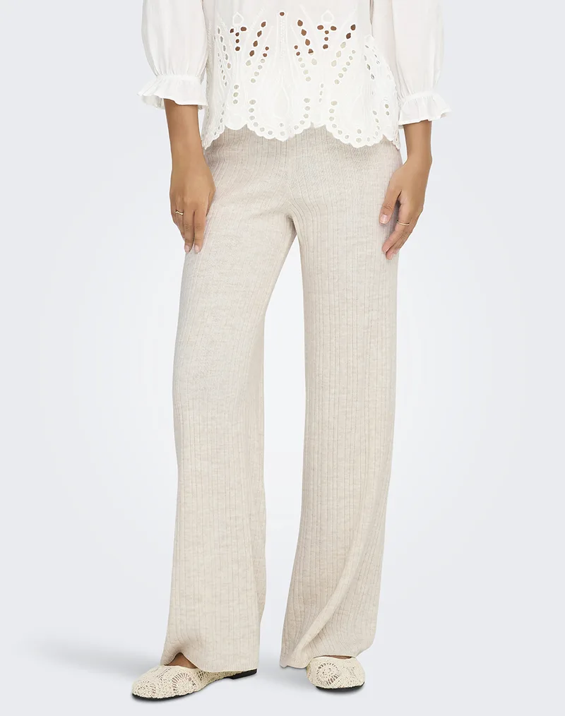 ONLY ONLTHEA PANT KNT 15352981-Pumice StoneMelange Cream