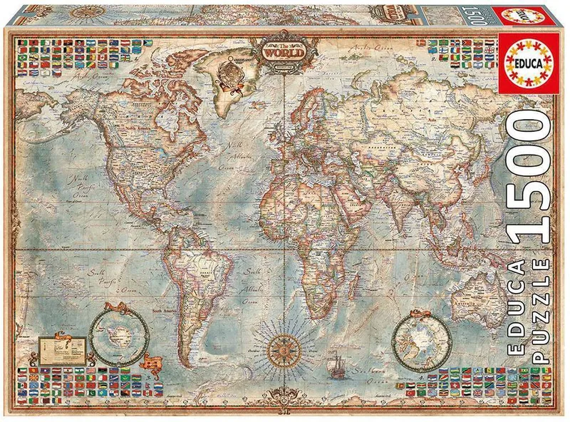 EDUCA PUZZLE POLITICAL MAP OF THE WORLD 1500TMX (Π.016.005)