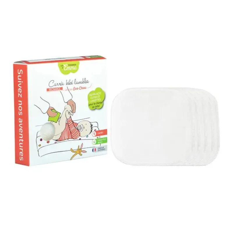 Les Tendances D'Emma Squares Bebe Washable Eucalyptus X5 Eco Chou