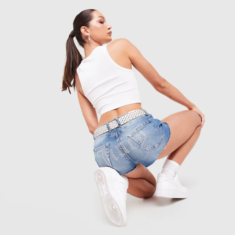 Juicy Couture Logo Diamante Γυναικείο Τζιν Σορτς (9000273806_12791)