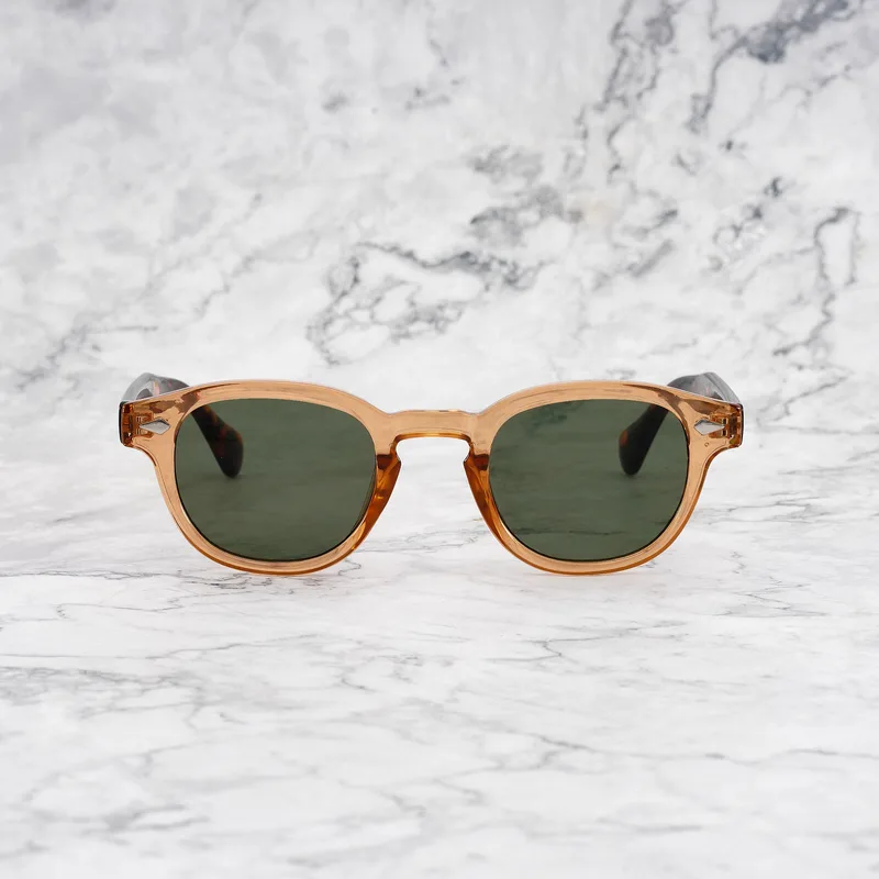 JOHNNY COLORED Tinted Sunglasses | Πορτοκαλί & Tortoise | Green Shades | Explicit Poets Sunglasses