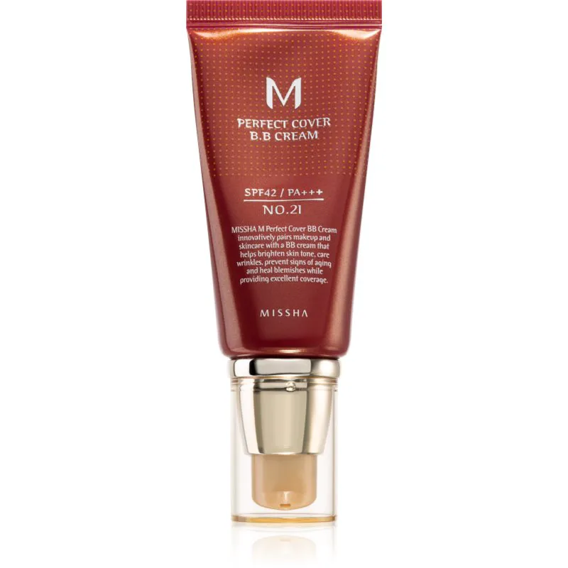 Missha M Perfect Cover ΒΒ κρέμα πολύ μεγάλη προστασία απο τον ήλιο απόχρωση No. 21 Light Μπεζ SPF42/PA+++ 50 ml