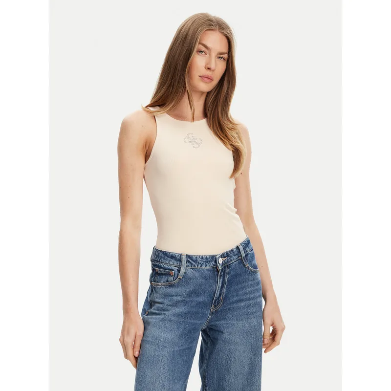 Guess Τοπ W5GP57 KCV52 Μπεζ Regular Fit