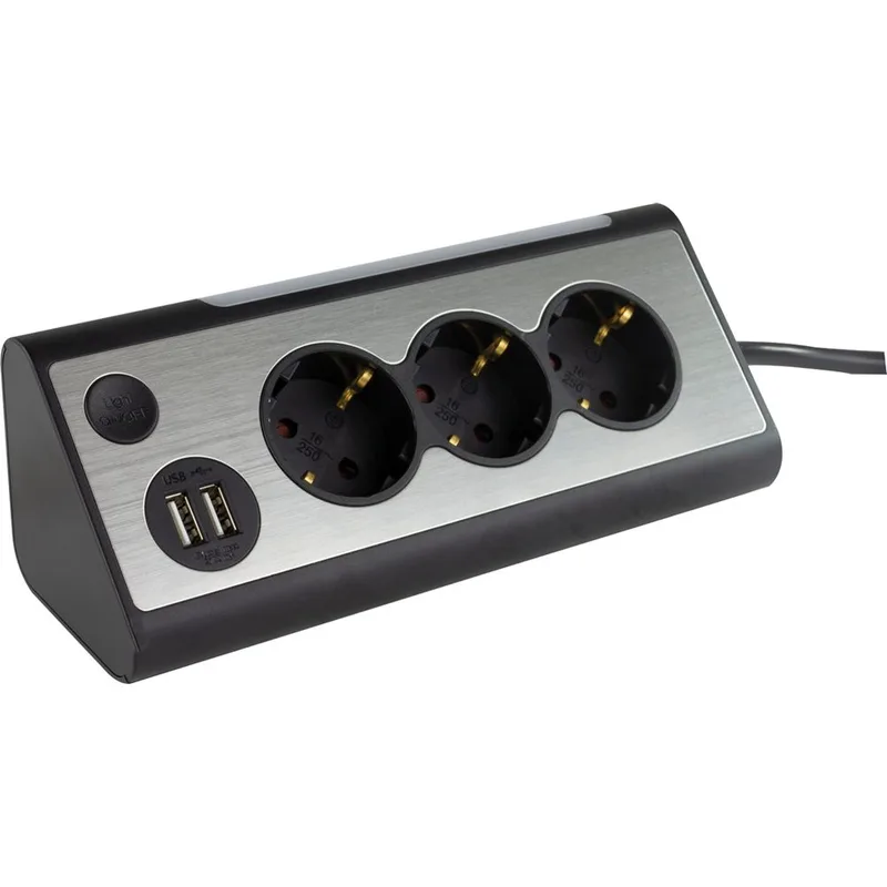 REV Φωτιστικό Σocket 3-Εξόδων με 2x USB