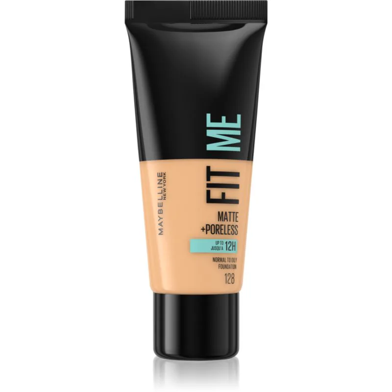 MAYBELLINE NEW YORK Fit Me! Matte+Poreless Ματ μεικ απ για κανονική προς λιπαρή επιδερμίδα απόχρωση 128 Warm Nude 30 ml