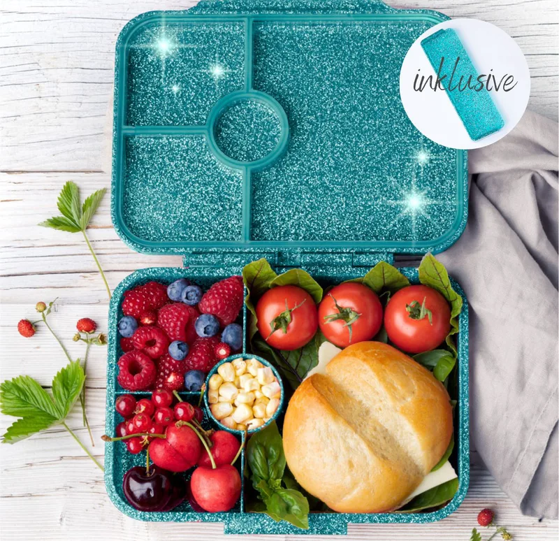 Lekkabox Glamour Lunchbox 4 sections - Aqua Glitter