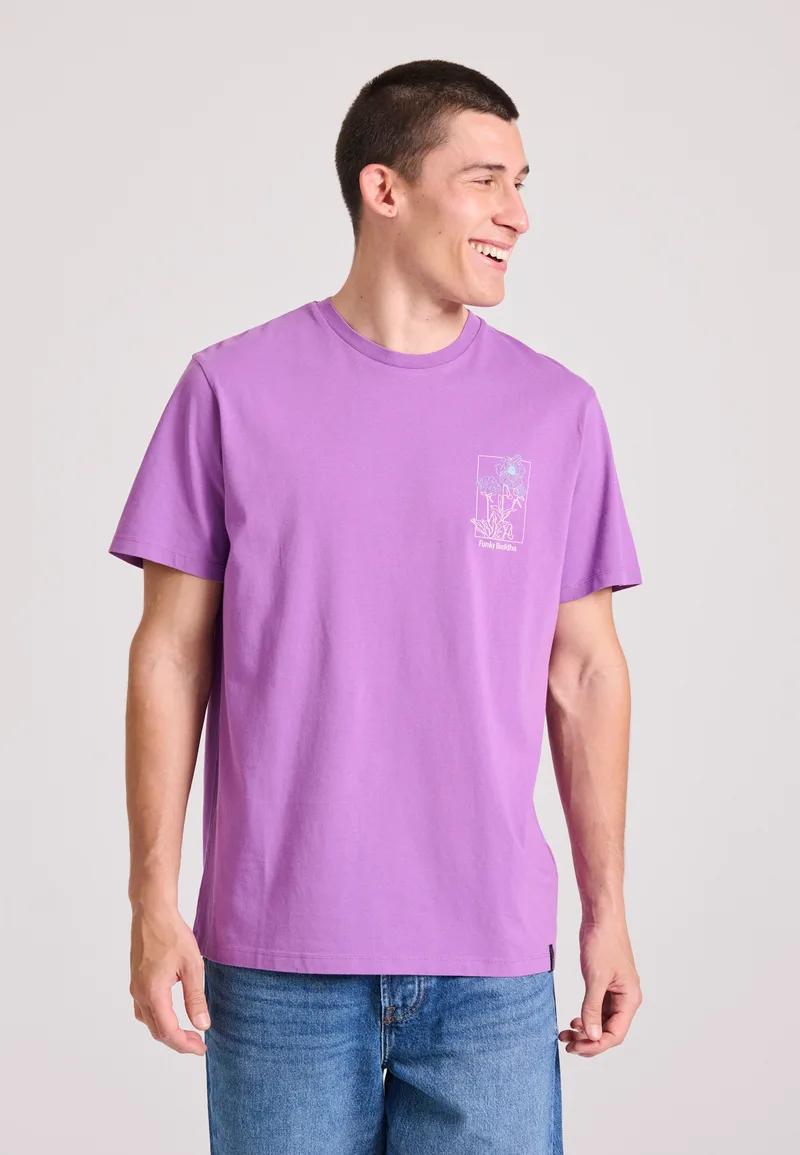 T-shirt με floral frame τύπωμα από οργανικό βαμβάκι