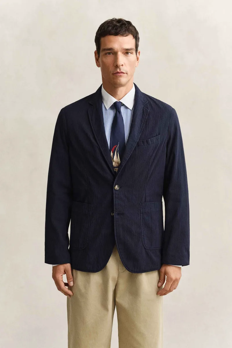 Gant ανδρικό σακάκι textured Regular Fit - 7706368 Μπλε Σκούρο