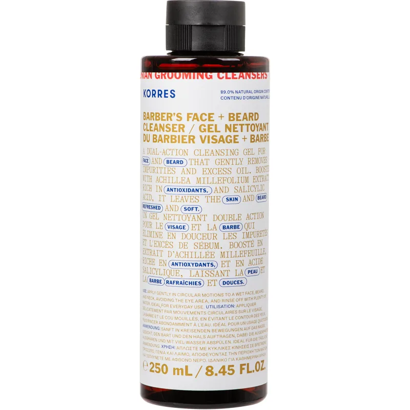 Korres Athenian Grooming Barber's Face & Beard Cleanser Δροσιστικό Gel Καθαρισμού για Πρόσωπο & Γένια 250ml
