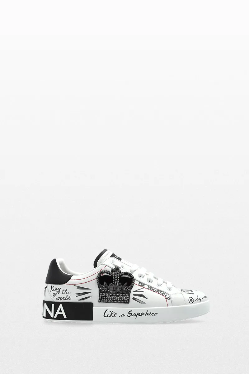 DOLCE&GABBANA Ανδρικό Λευκό Sneakers with Logo Patch