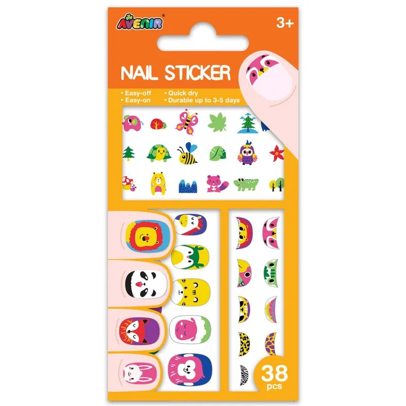 Avenir Nail Sticker Κωδ 60517 Παιδικά Αυτοκόλλητα Νυχιών 38 Τεμάχια - Animals