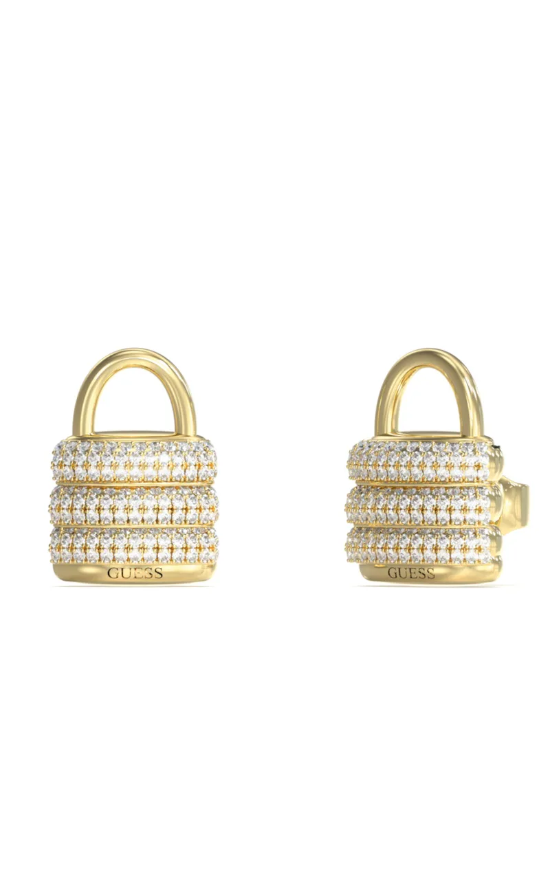 GUESS STEEL GUESS MY SECRET JUBE05419JWYGT/U Σκουλαρίκια Χρυσά Με Πέτρες