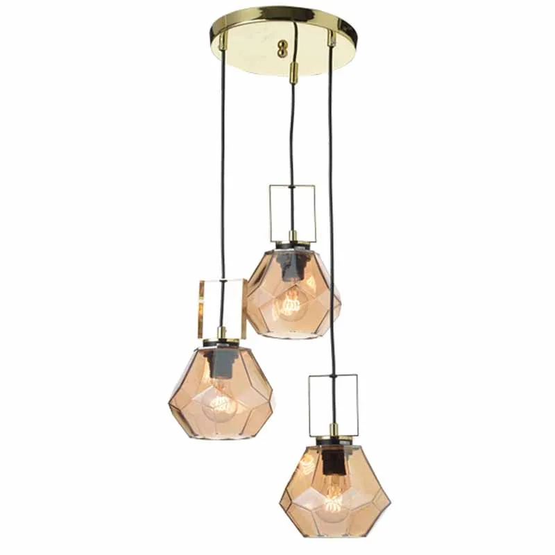 Φωτιστικό Οροφής Τρίφωτο Aca Diamondra V371483PA Gold/Amber