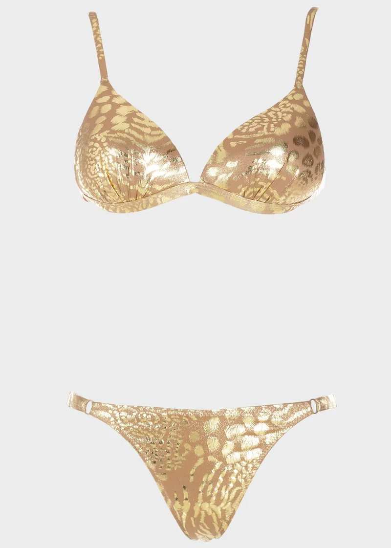 Μαγιό bikini push up όψη μεταλιζέ.Kαλύπτει B Cup ΧΡΥΣΟ