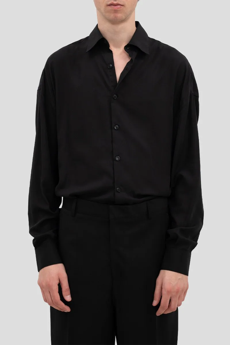 COSTUMEIN Ανδρικό Μαύρο Straight-Point Collar Shirt
