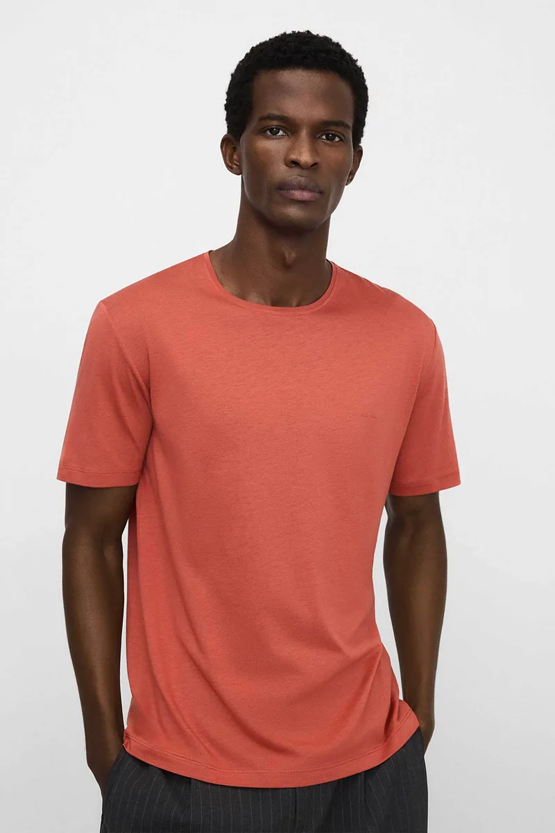 Adolfo Domínguez ανδρικό T-shirt μονόχρωμο - 172061203 Κοραλί