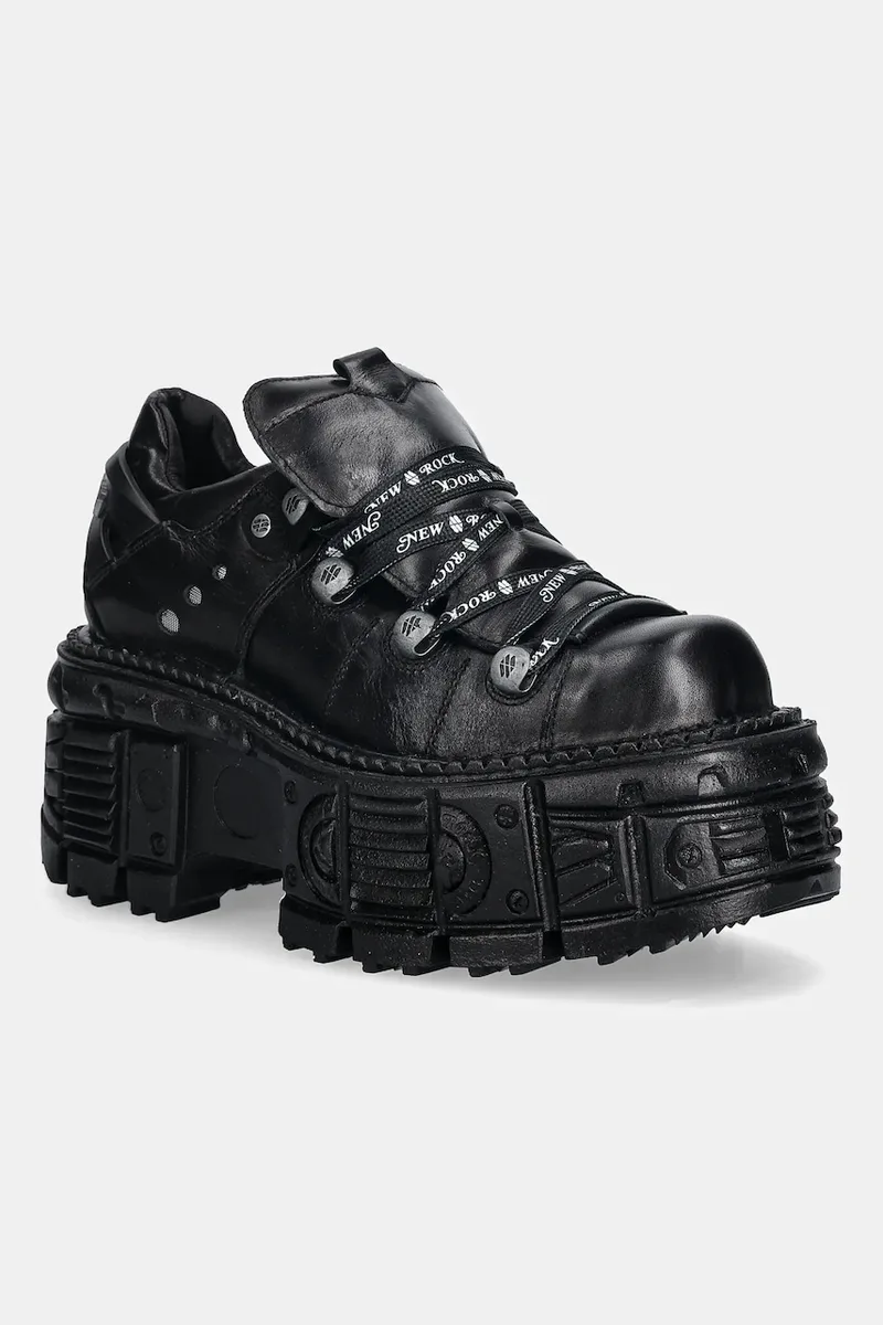 Δερμάτινα sneakers New Rock ITALI NEGRO, TANK NE