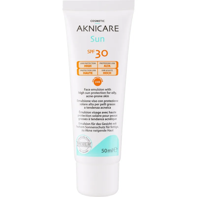 Synchroline Aknicare Sun Face Cream Spf30 Ενυδατική Αντηλιακή Κρέμα Προσώπου Υψηλής Προστασίας για Λιπαρό με Τάση για Ακμή Δέρμα 50ml